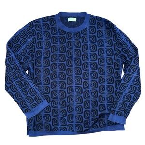 Saturdays New York City Men's Cashmere Blend Sweater Blue Black Geometric Sz XL